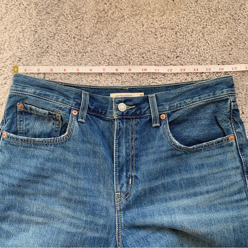 Levi’s Low Pro Straight Ripped Knee Rigid Denim Jean Breathe Out Blue 30 - Picture 12 of 16